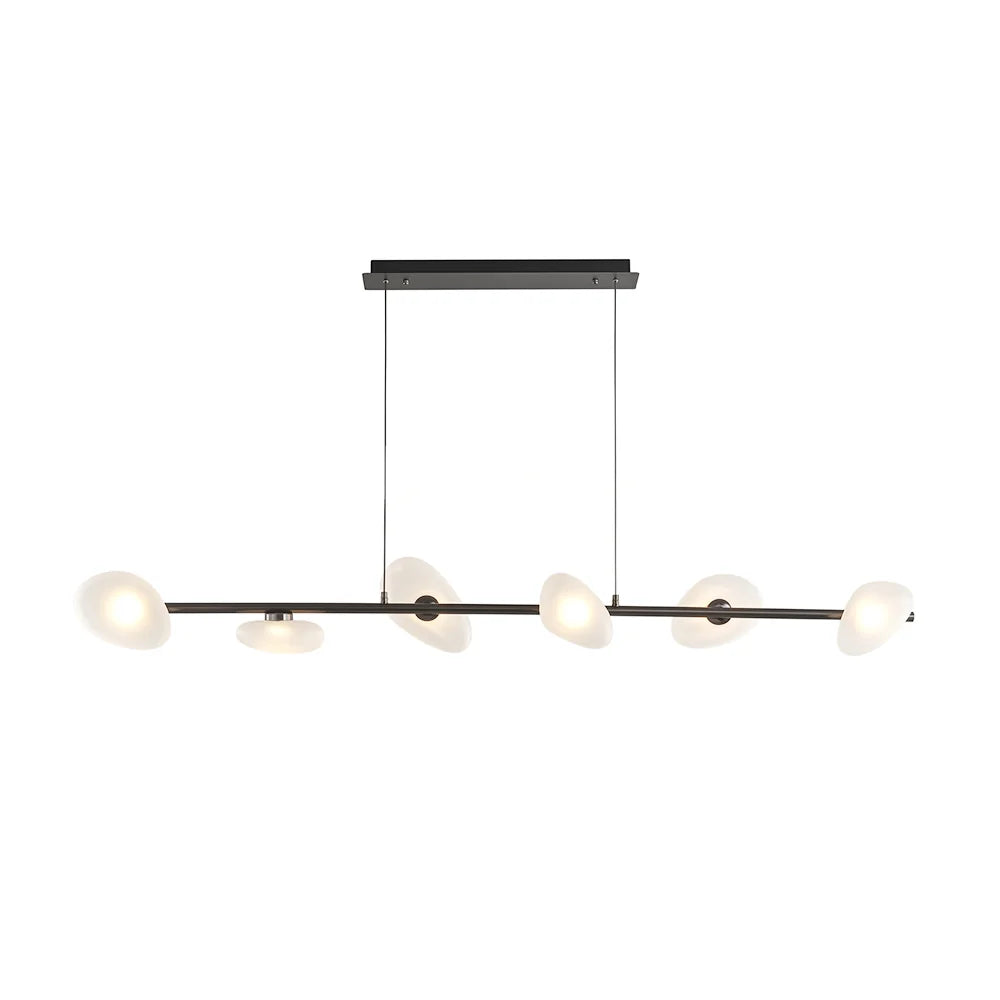 LuxRoyale Pebble Glass Linear Chandelier LED Modern Island Pendant Light - Royale Basic