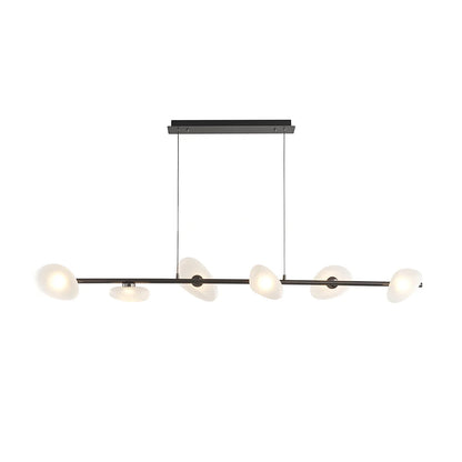 LuxRoyale Pebble Glass Linear Chandelier LED Modern Island Pendant Light - Royale Basic