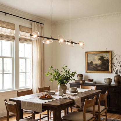LuxRoyale Pebble Glass Linear Chandelier LED Modern Island Pendant Light - Royale Basic
