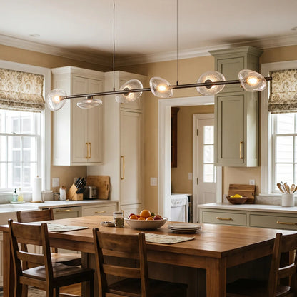 LuxRoyale Pebble Glass Linear Chandelier LED Modern Island Pendant Light - Royale Basic