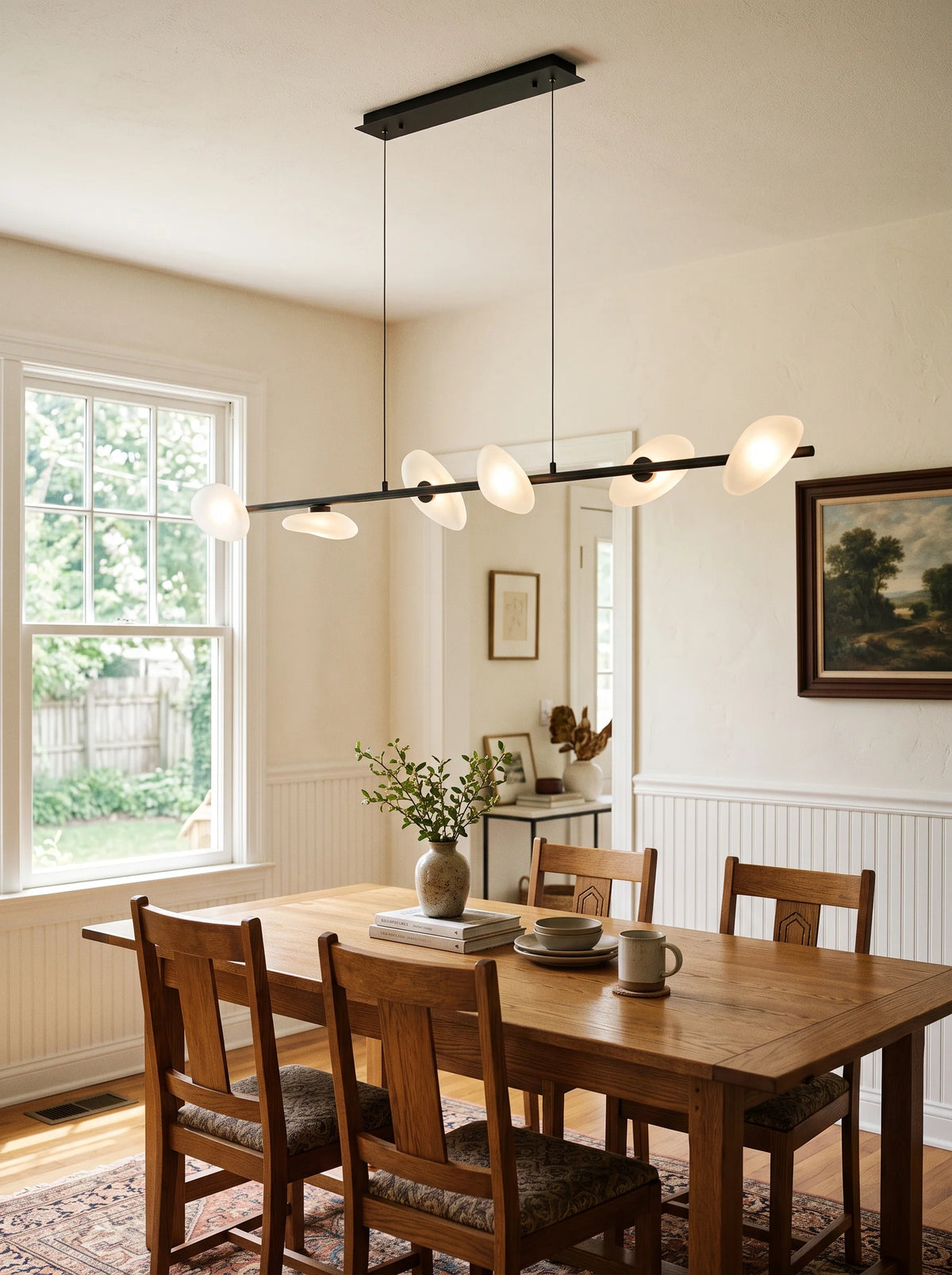 LuxRoyale Pebble Glass Linear Chandelier LED Modern Island Pendant Light - Royale Basic