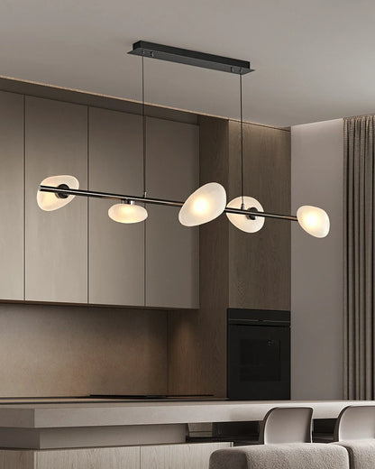 LuxRoyale Pebble Glass Linear Chandelier LED Modern Island Pendant Light - Royale Basic