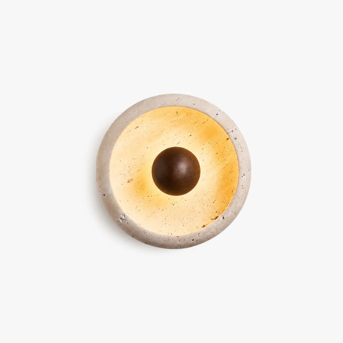 LuxRoyale Round Travertine Wall Lamp Natural Stone Light - Royale Basic