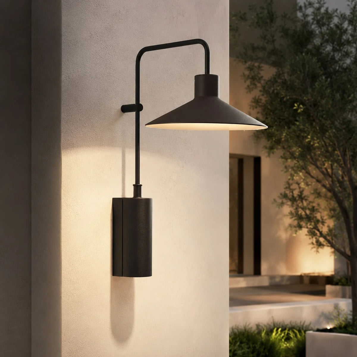 LuxRoyale Waterproof Modern Outdoor LED Wall Sconce Light Metal Cone Design - Royale Basic