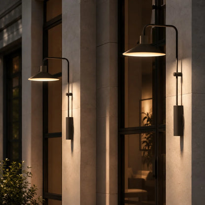 LuxRoyale Waterproof Modern Outdoor LED Wall Sconce Light Metal Cone Design - Royale Basic