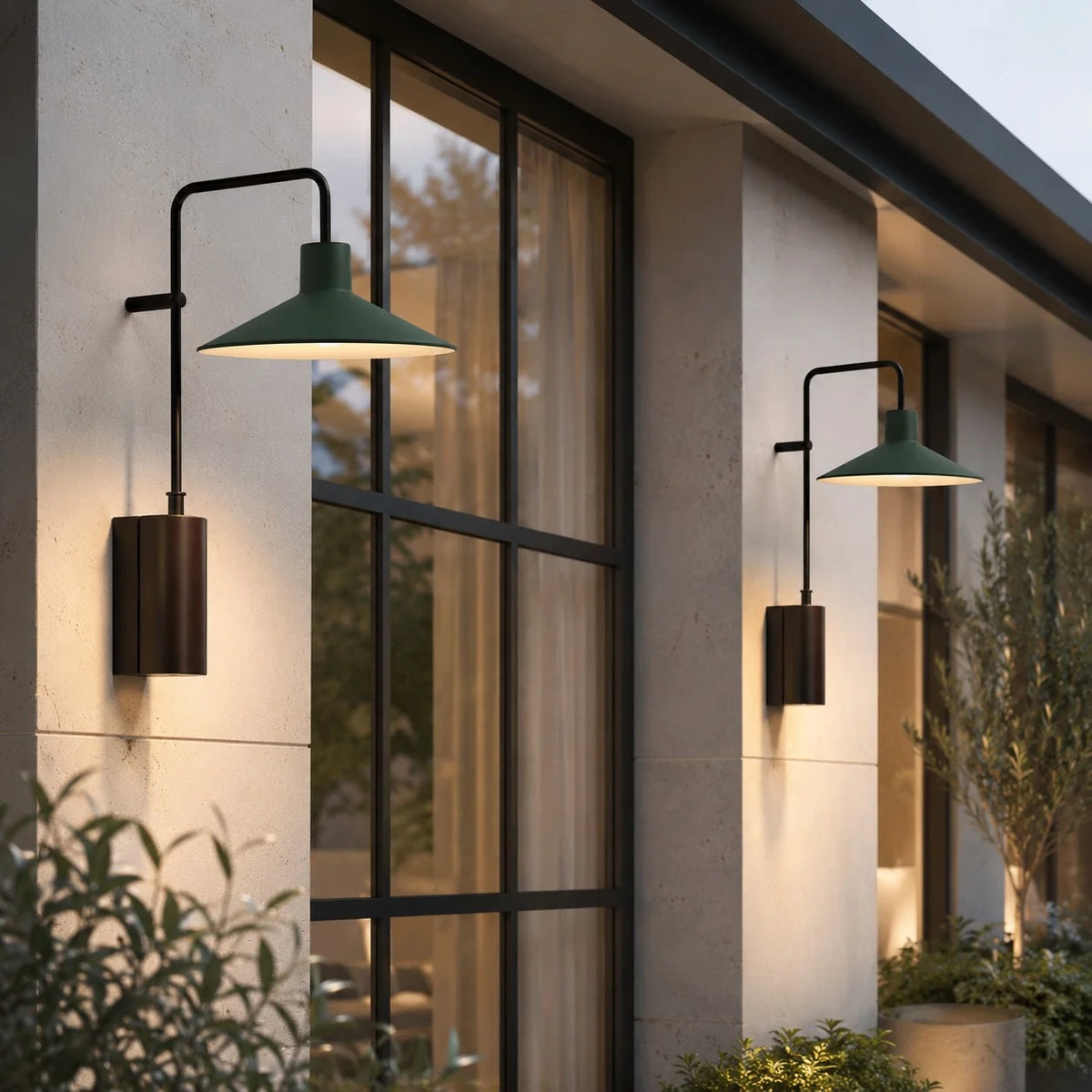 LuxRoyale Waterproof Modern Outdoor LED Wall Sconce Light Metal Cone Design - Royale Basic