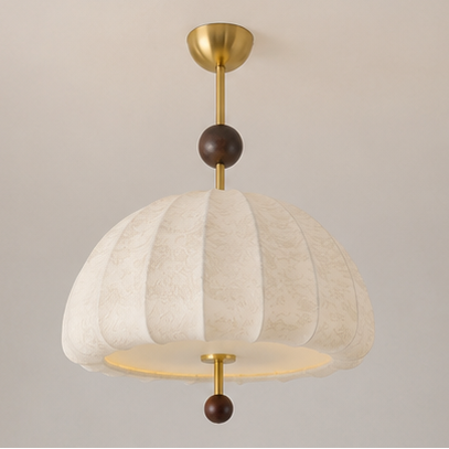 RoyaleGlow Pleated Fabric Semi-Flush Mount Ceiling Light with Botanical Print