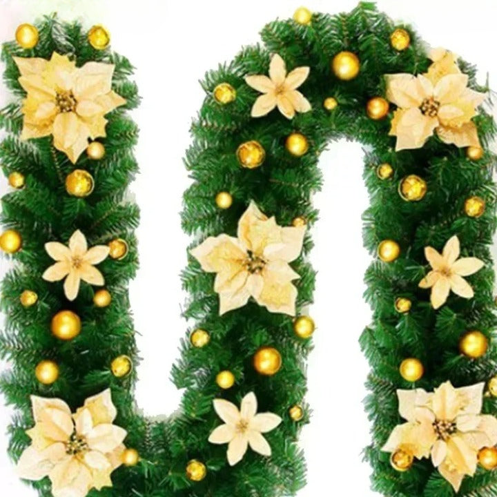 Royallure LED Rattan Christmas Garland – 2.7M Artificial Wreath for Home & Party Decor