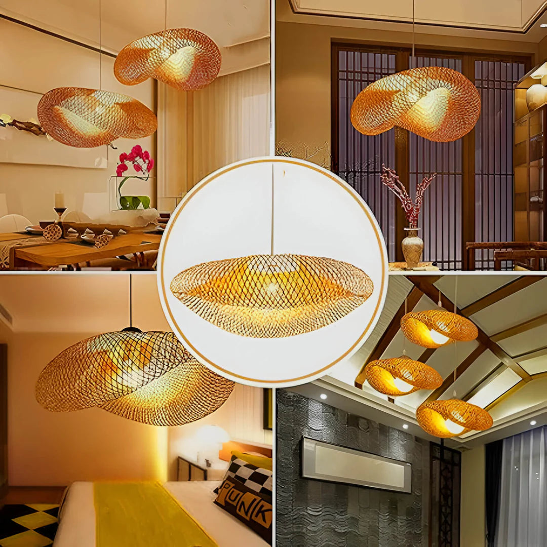 Bamboo Woven Pendant Light - Handcrafted Rattan Hanging Ceiling Lamp - Default Title