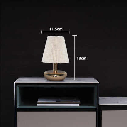 RoyaleGlow USB-C Rechargeable Cordless Table Lamp with Pleated Shade for Events