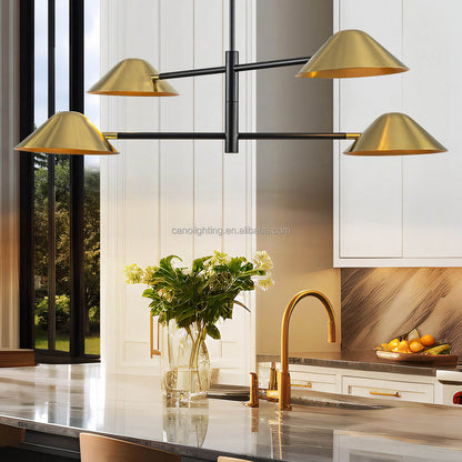 RoyaleGlow Mid-Century Modern 4-Light Linear Chandelier with Adjustable Arms