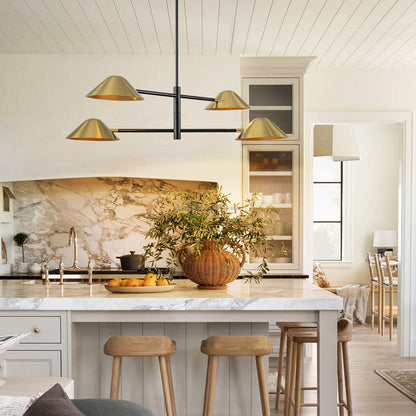 RoyaleGlow Mid-Century Modern 4-Light Linear Chandelier with Adjustable Arms