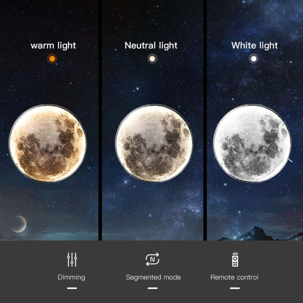 Royallure 3D LED Moon & Earth Ceiling or Wall Lamp - Moon 24CM / Brightnes Dimmable