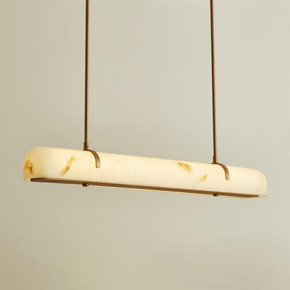 Royelux Modern Linear Pendant Light Veined White Glass Island Chandelier