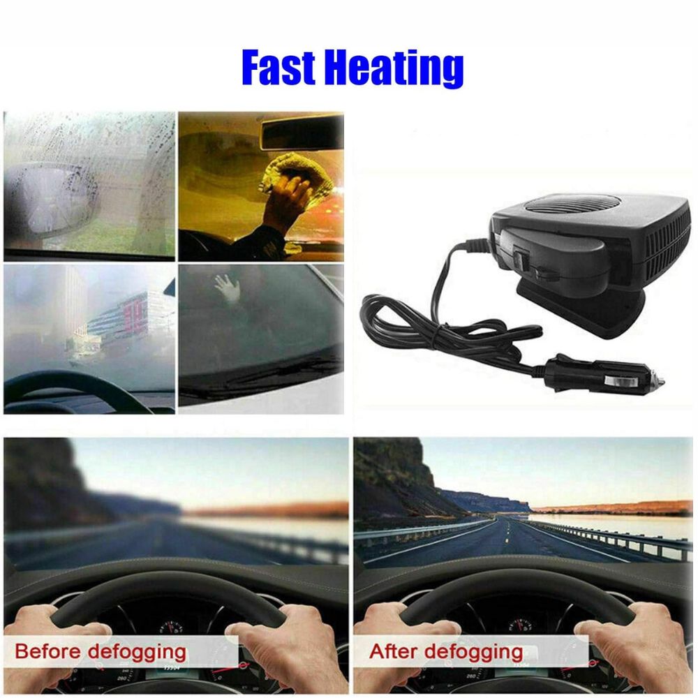 RoyaleGlow Car Heater 150W 300W 12V Ceramic Car Fan Heater