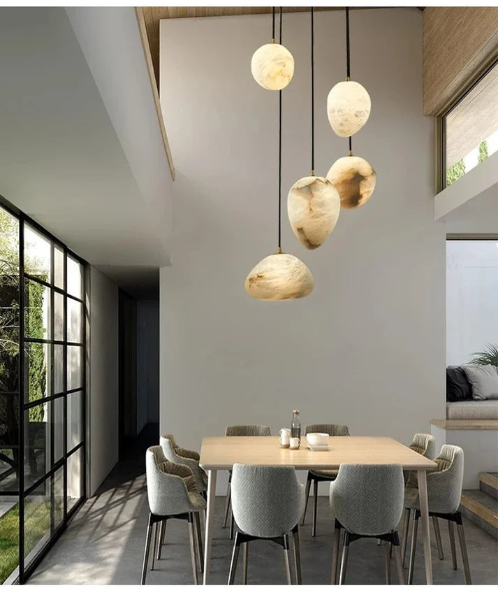 Royelux Marble Staircase Chandelier - Modern Organic Cascade LED Pendant Light