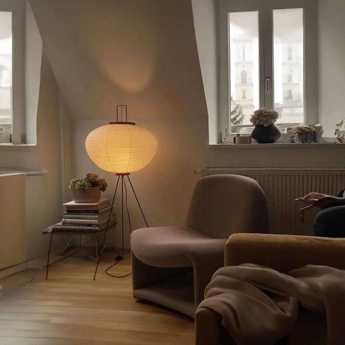 Royallure Minimalist Japanese Rice Paper Floor Lamp - Modern LED Lighting Solution - Large Floor Lamp / Warm Light