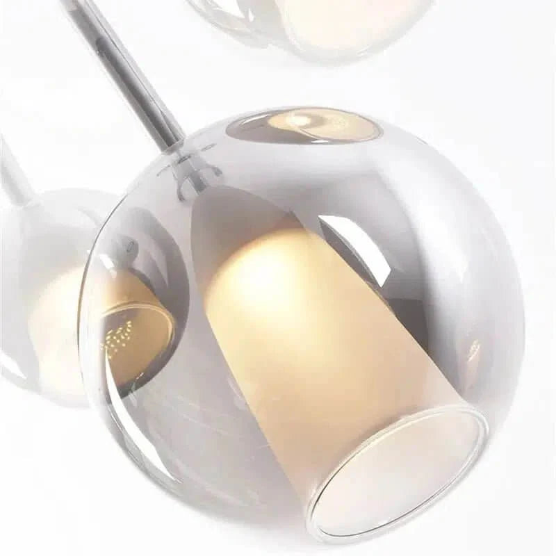 RoyaleGlow Modern Glass Ball Pendant Light - Copper Hanging Lamp For Dining Room