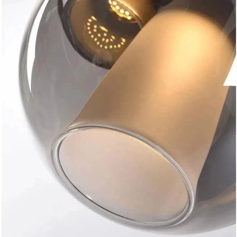 RoyaleGlow Modern Glass Ball Pendant Light - Copper Hanging Lamp For Dining Room