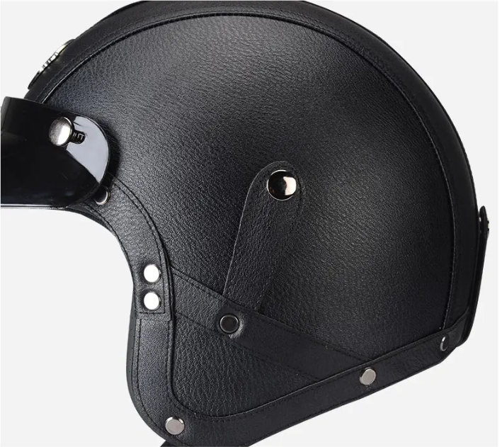 Rayvia Open Face Vintage Motorcycle Helmet With Goggle Mask - ABS Puncture Resistant