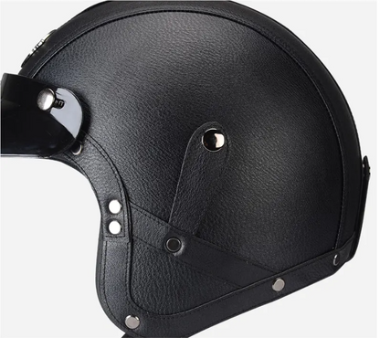 Rayvia Open Face Vintage Motorcycle Helmet With Goggle Mask - ABS Puncture Resistant