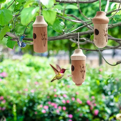 Luxora Wooden Hummingbird House - Gift for Natural Lovers