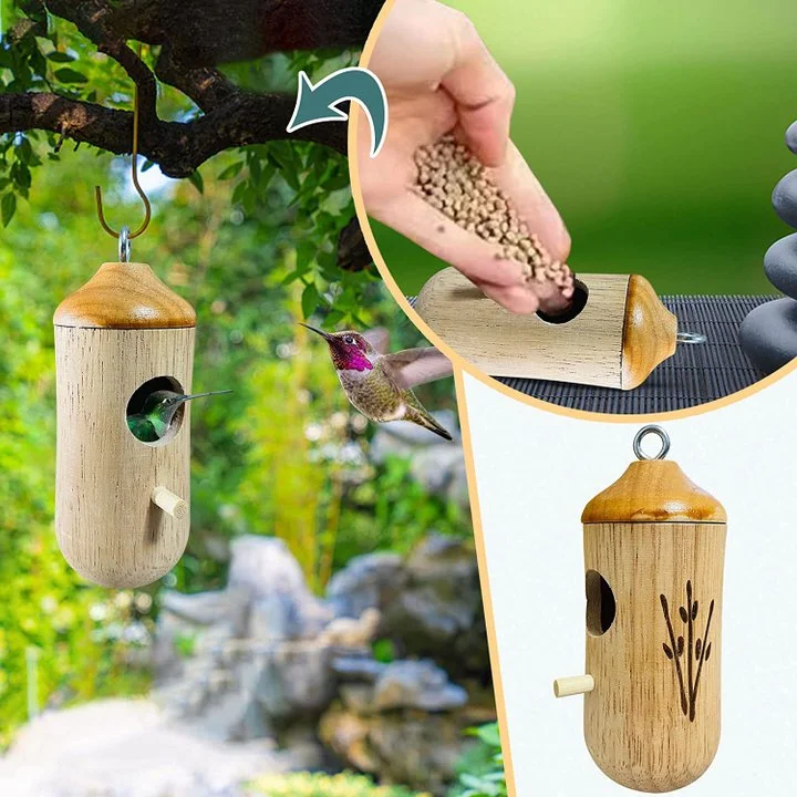 Luxora Wooden Hummingbird House - Gift for Natural Lovers