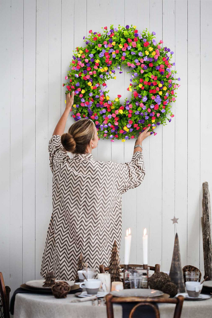 Luxora Farmhouse Colorful Cottage Wreath for Spring Decor