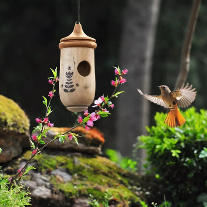 Luxora Wooden Hummingbird House - Gift for Natural Lovers