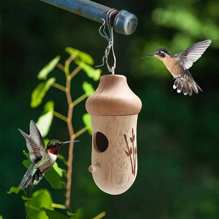 Luxora Wooden Hummingbird House - Gift for Natural Lovers