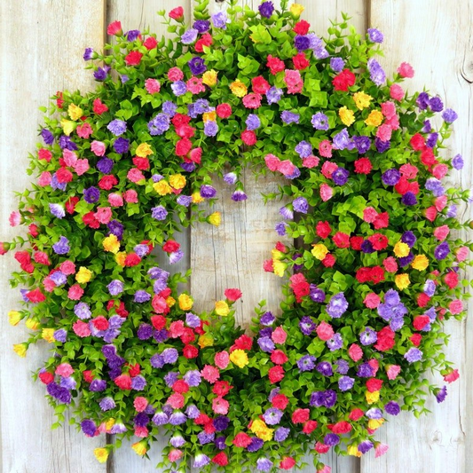 Luxora Farmhouse Colorful Cottage Wreath for Spring Decor