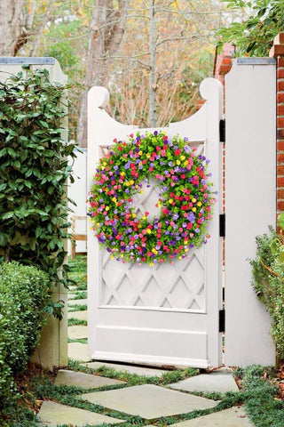 Luxora Farmhouse Colorful Cottage Wreath for Spring Decor