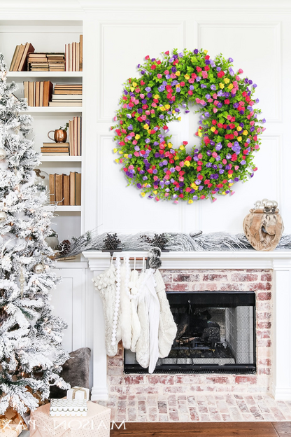 Luxora Farmhouse Colorful Cottage Wreath for Spring Decor