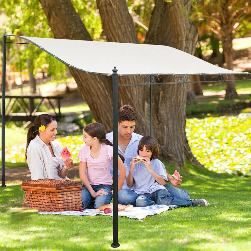 Waterproof garden patio awning canopy with UV protection and heat reduction. Made from high-density polyester with PU coating for durability. Ideal for outdoor shading in patios, gardens, and pool areas.