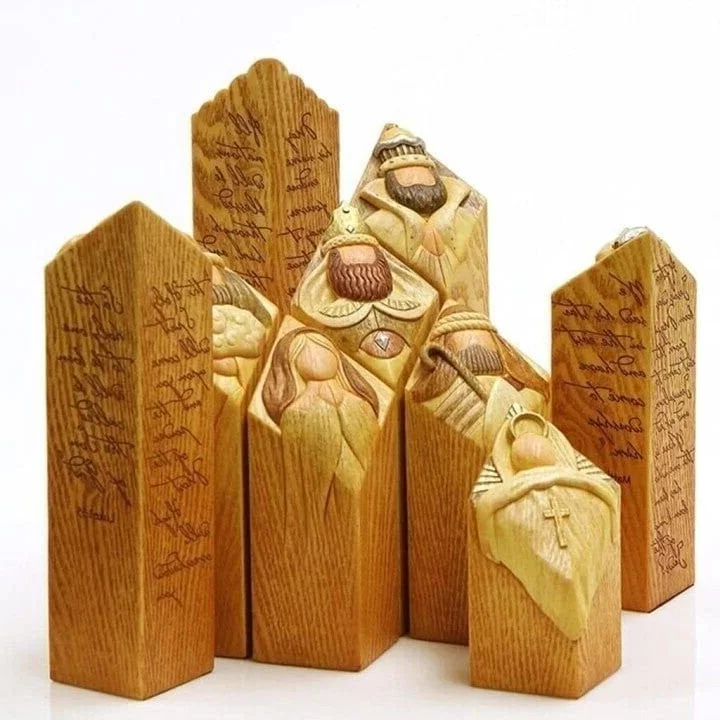 Royaleva 9pcs Heaven Nativity Tree Pillar Statues Set