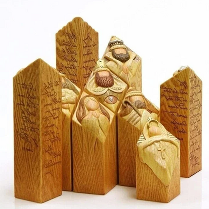Royaleva 9pcs Heaven Nativity Tree Pillar Statues Set