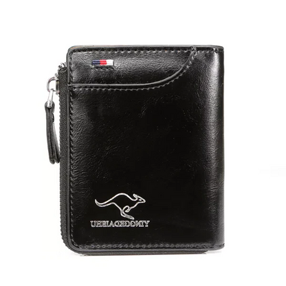 Royaleva Men’s RFID Blocking Wallet with Zipper Multi Credit Card Holder Khaki Brown Black