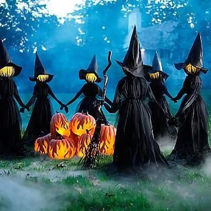 RoyaleGlow Lighted Halloween Witch Stake - Halloween Witches Decor