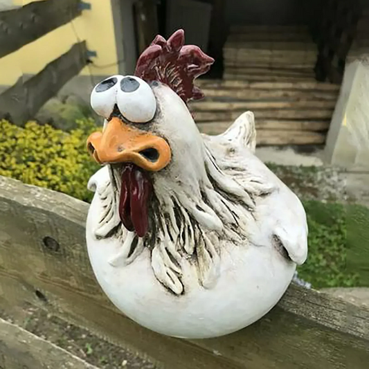 Royaleva Funny Chicken Fence Decor – Resin Garden Statues