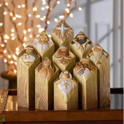 Royaleva 9pcs Heaven Nativity Tree Pillar Statues Set