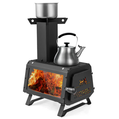 RoyaleGlow Portable Wood Burning Camping Cooking Heater Stove