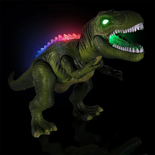 Remote Control T-Rex Dinosaur Toy With LED Light-Up Spikes Realistic Roaring Sounds Walking And Head-Shaking Motion 2.4GHz Controller 50M Range Durable ABS For Kids Ages 3 And Up 17-Inch Jurassic Toy