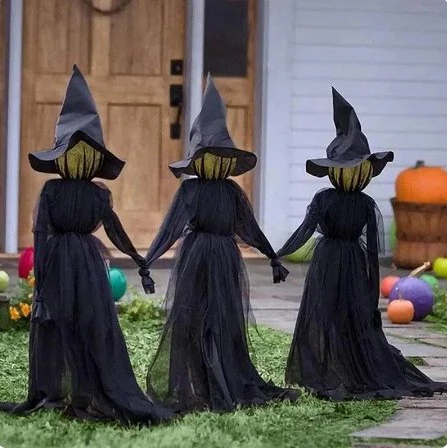 RoyaleGlow Lighted Halloween Witch Stake - Halloween Witches Decor