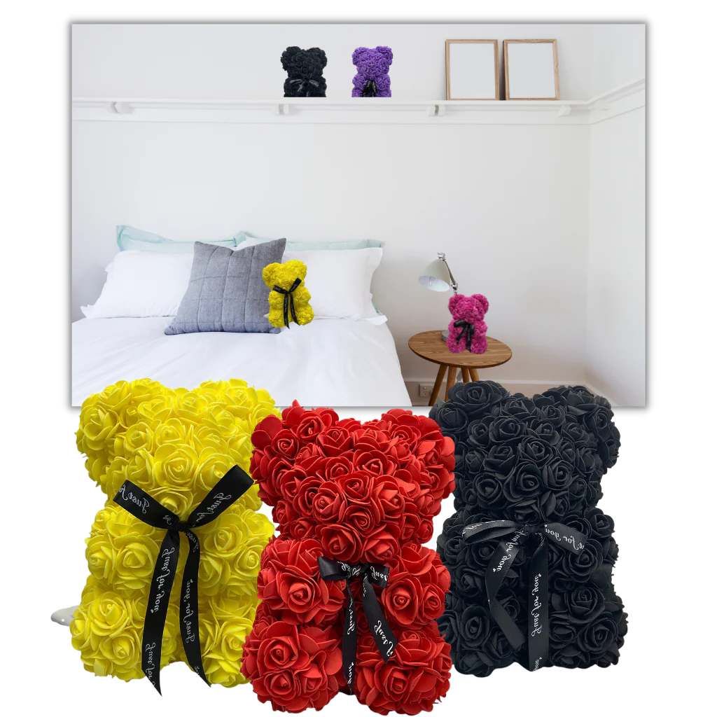 RoyaleGlow Roses Teddy Bear - Colorful Plush Gift 25cm