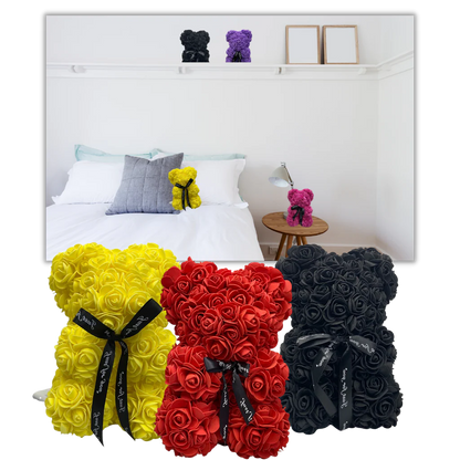 RoyaleGlow Roses Teddy Bear - Colorful Plush Gift 25cm