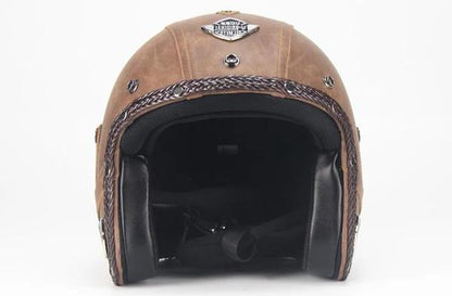 Royaleva Retro Vintage Motorcycle Helmet Open Face With Goggle Mask