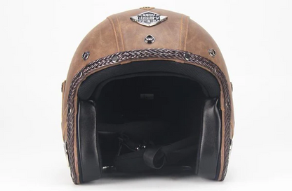 Royaleva Retro Vintage Motorcycle Helmet Open Face With Goggle Mask