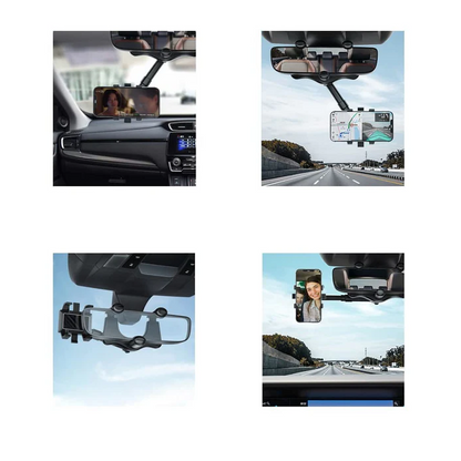 Royaleva Rotatable and Retractable Car Phone Holder - 360 Degree Rear View Mirror Phone Holder