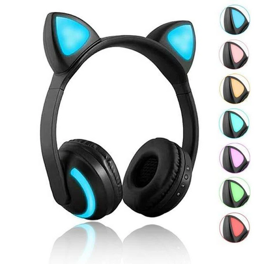 RoyaleGlow Cat Glowing Bluetooth Headphones for Kids