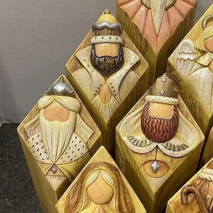Royaleva 9pcs Heaven Nativity Tree Pillar Statues Set